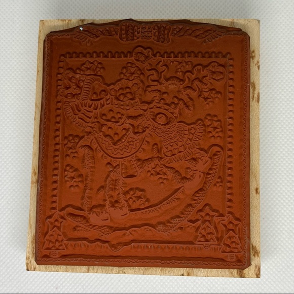 VTG 90s Penny Black 'Reindeer Riders' Rocking Reindeer Holiday Stamp - Picture 2 of 4